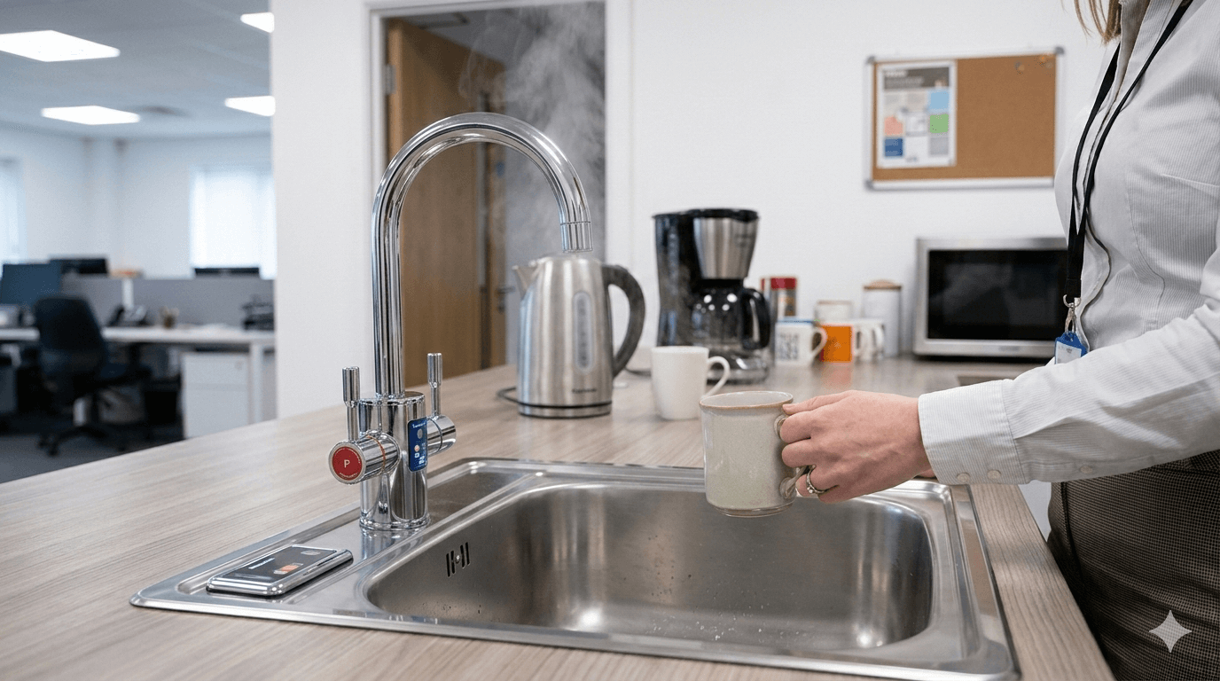 Office kitchen boiling water tap
